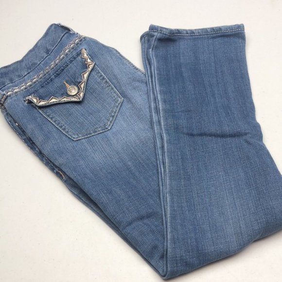 LIKE NEW SEVEN7 ROCKER SLIM JEANS 4/26x28 EMBROIDERED FLAP POCKET 😎 - Picture 4 of 15